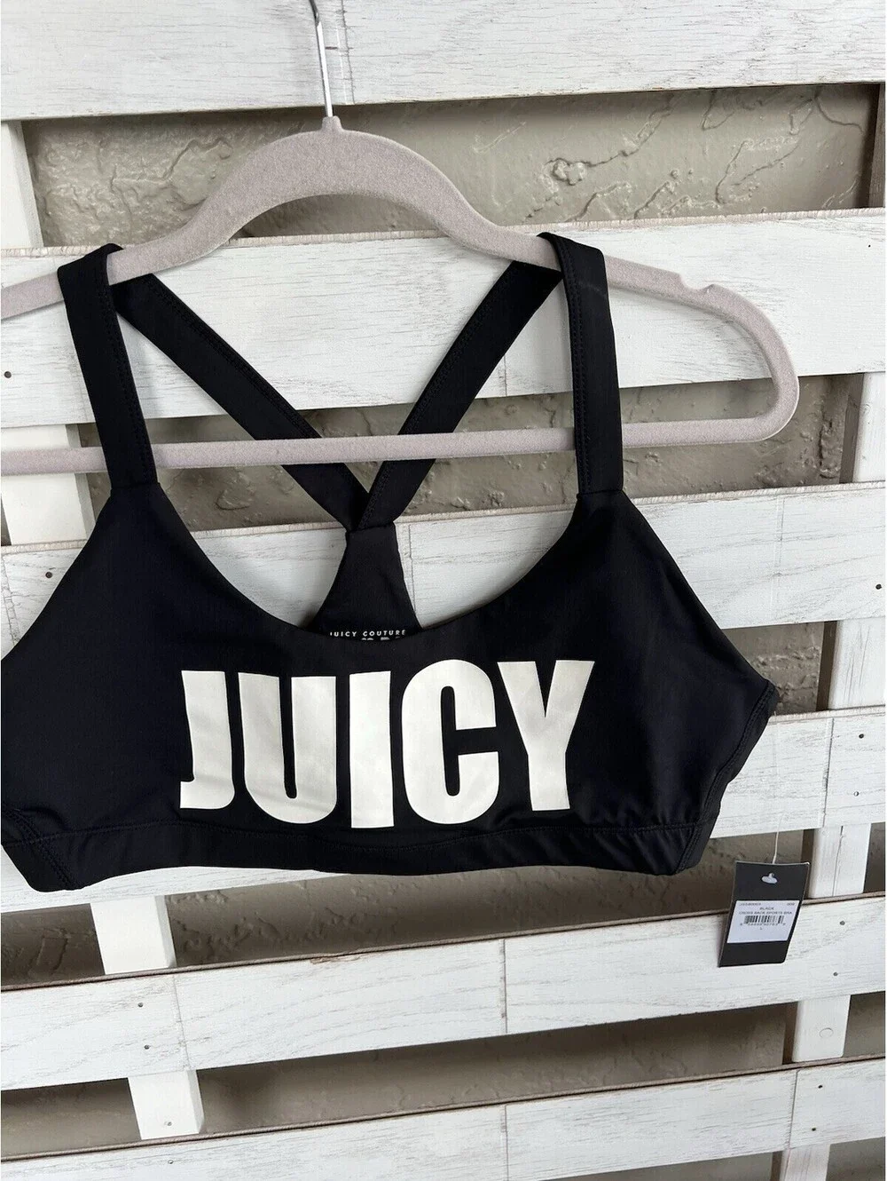 Black Juicy Couture Sport Sports Bra Racerback NWT Womens L.